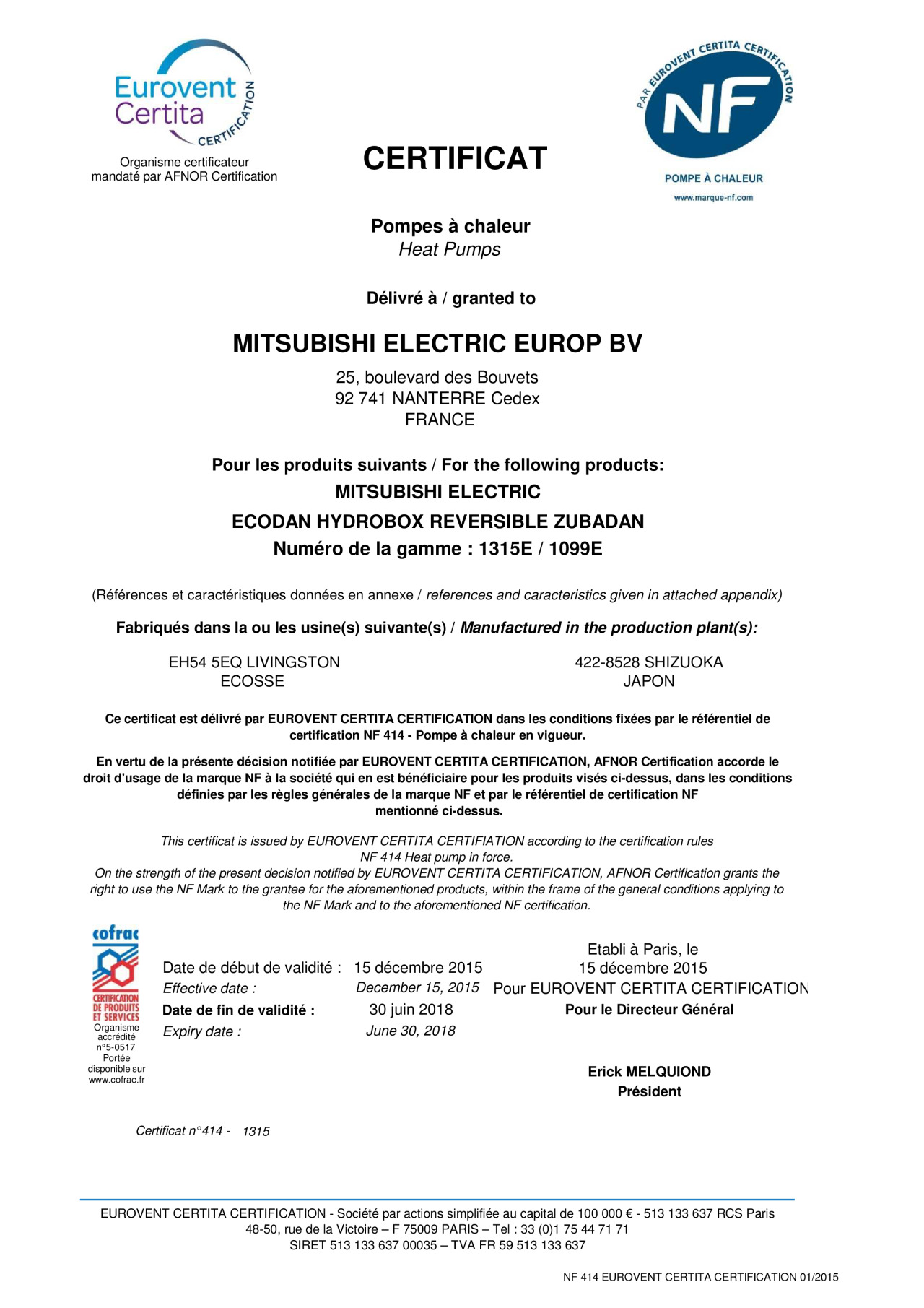 Certita pompe à chaleur