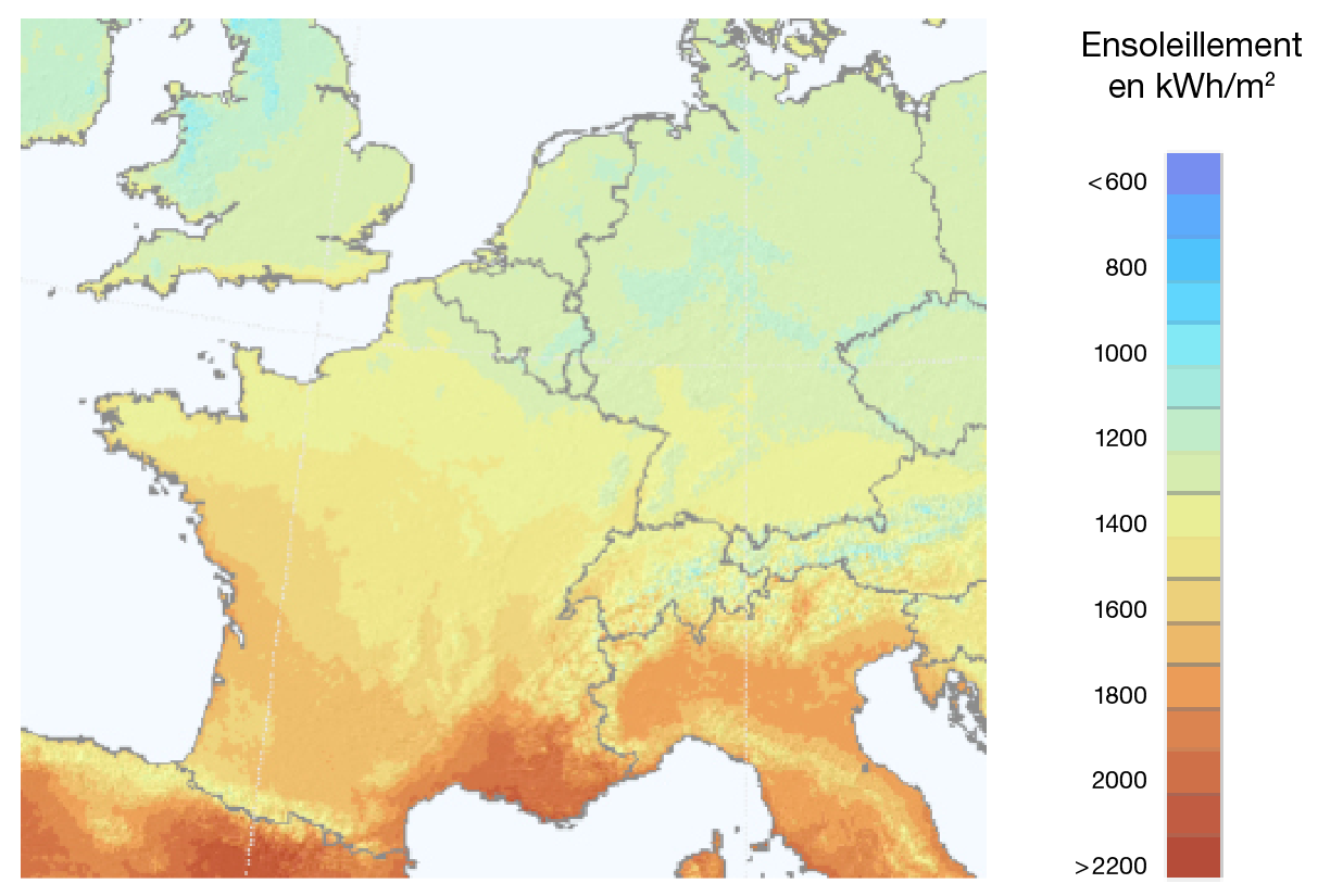 Carte ensoleillement france panneau solaire