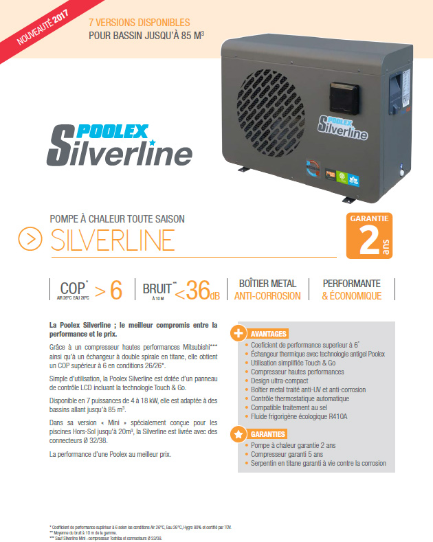 Pompe a chaleur piscine poolex silverline