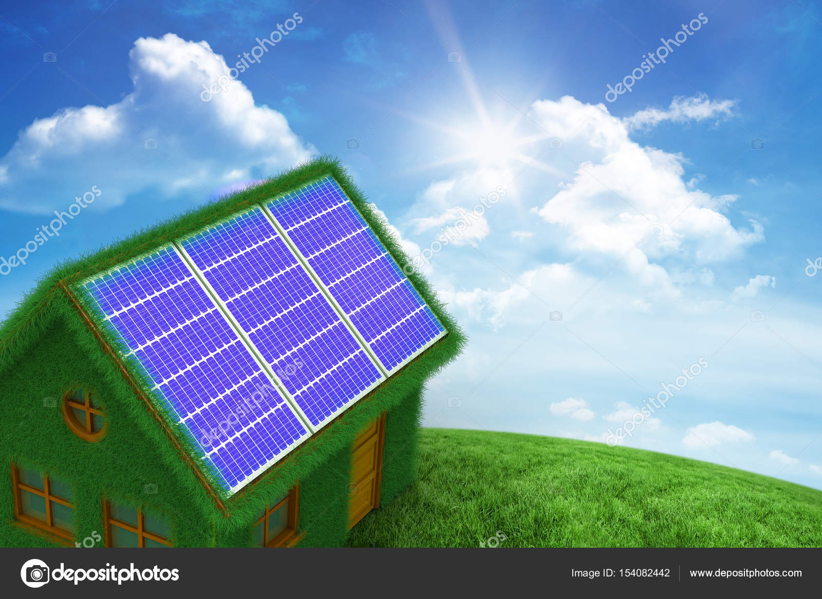 Maison verte panneau solaire