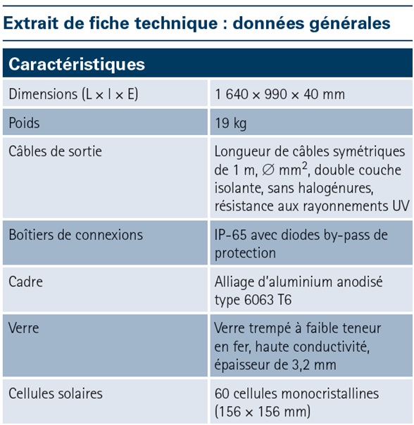 Panneau solaire fiche produit