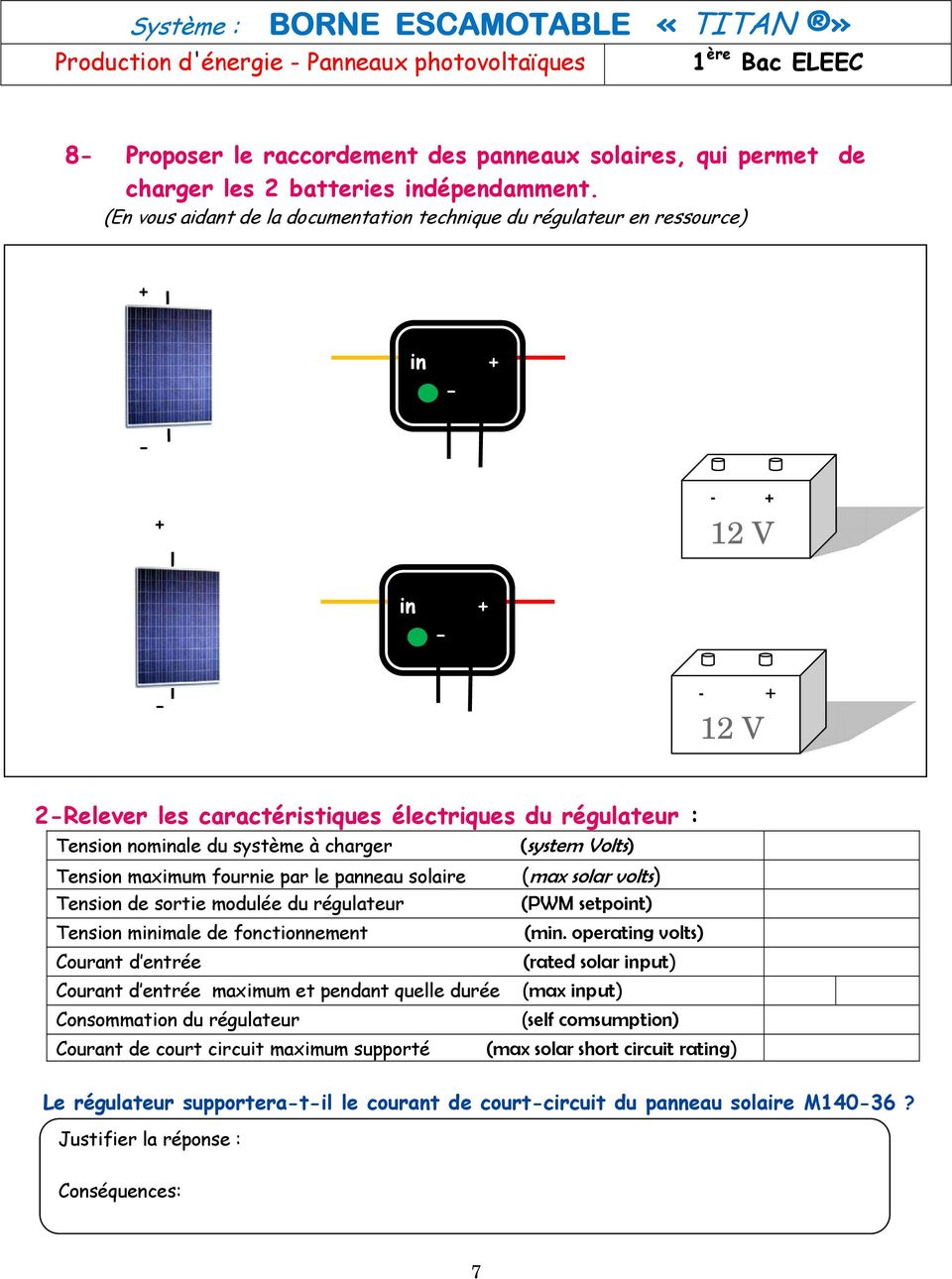 Tension nominale panneau solaire