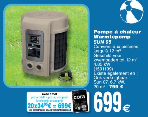 Pompe a chaleur piscine chez cora
