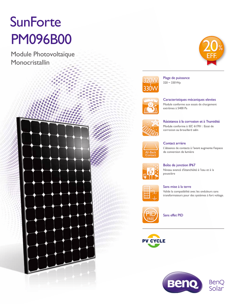 Panneau solaire benq 327w