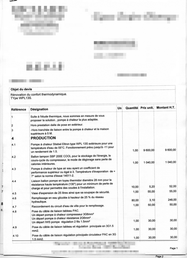 Estimation pompe a chaleur