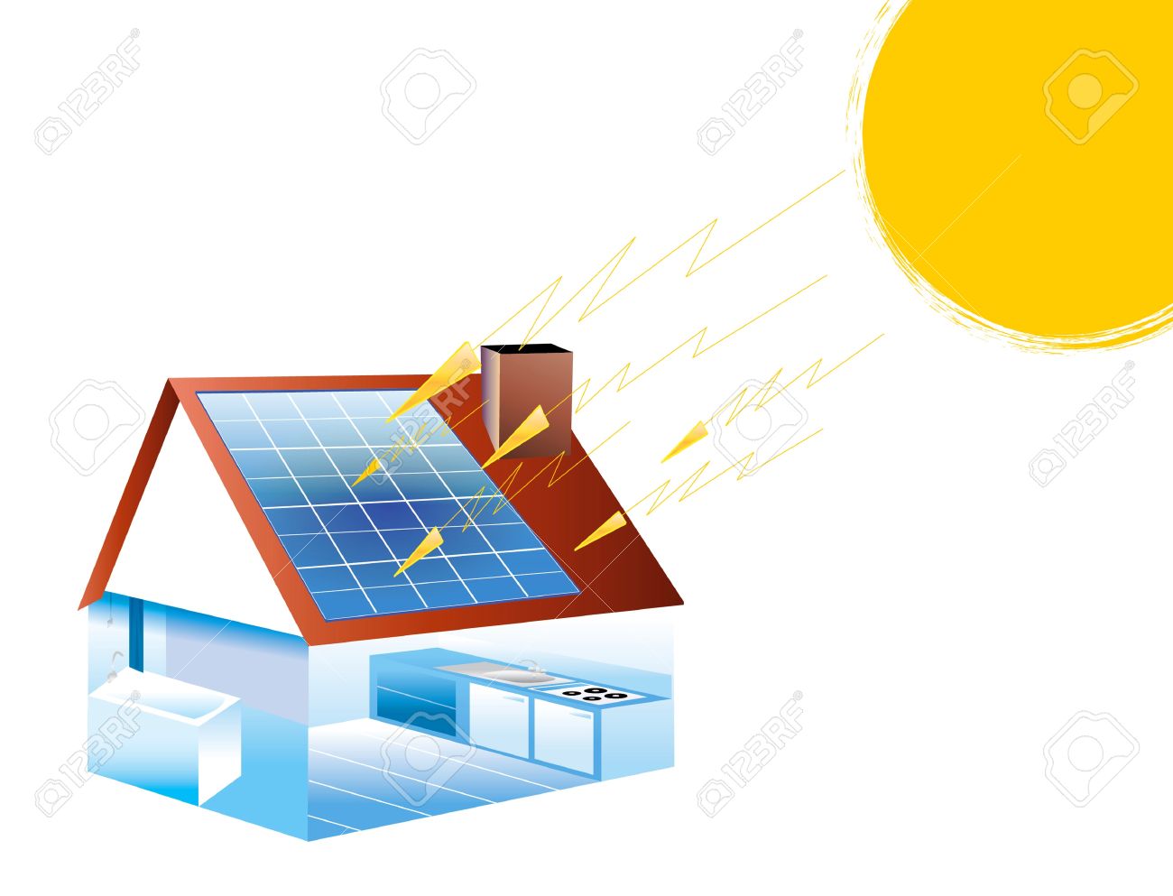 Maison panneau solaire dessin