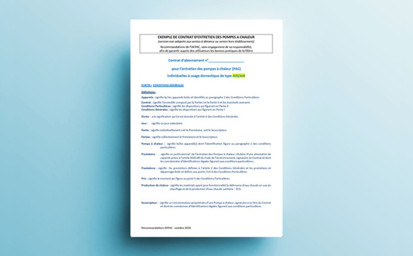 Contrat de maintenance pompe à chaleur