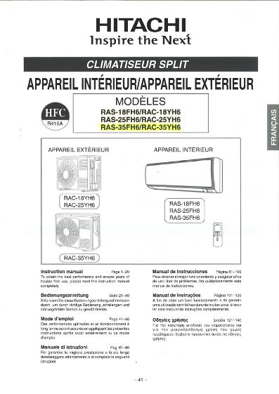 Manuel pompe a chaleur hitachi