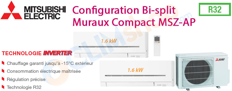 Pompe a chaleur air air mitsubishi bi split