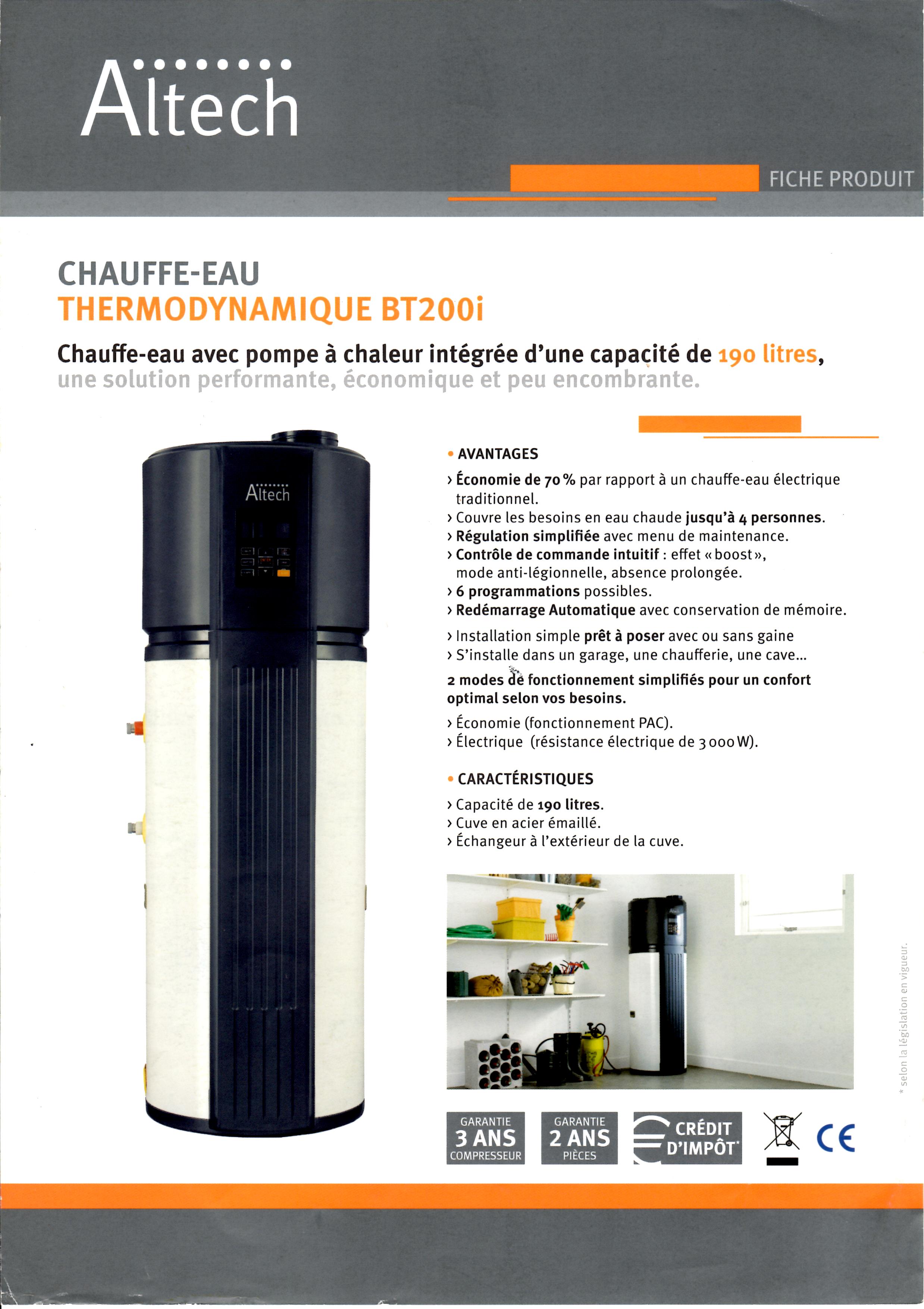 Ballon thermodynamique avec pompe à chaleur