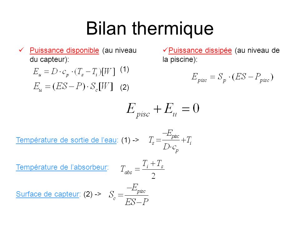 Bilan thermique panneau solaire