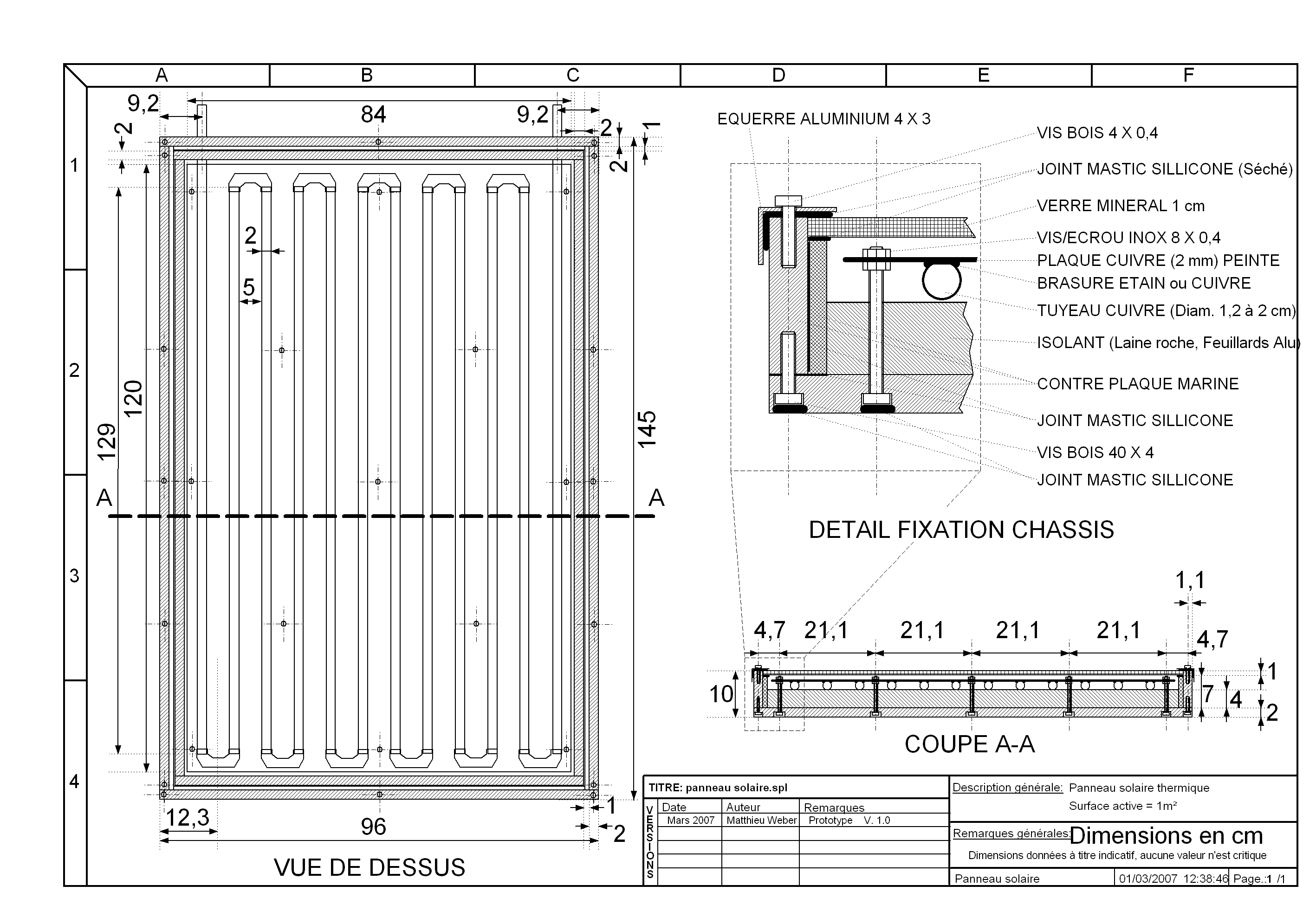 Panneau solaire thermique dessin