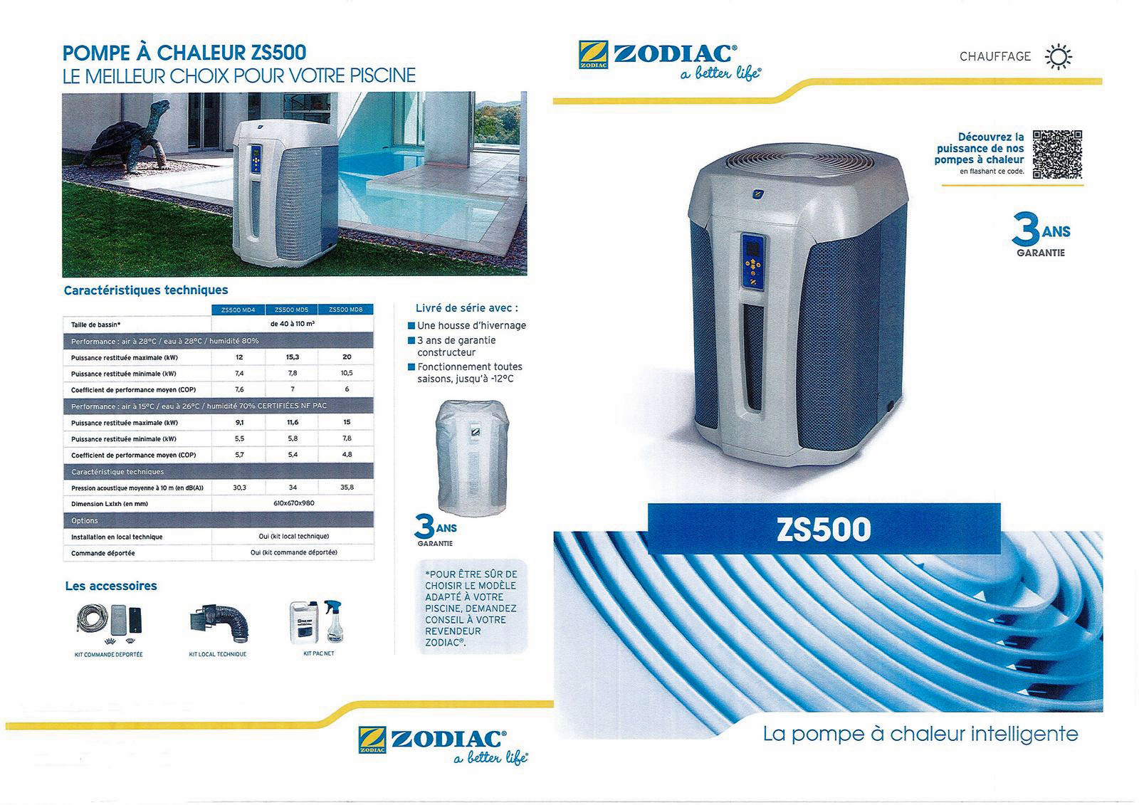 Pompe à chaleur piscine zs500 md5 - zodiac