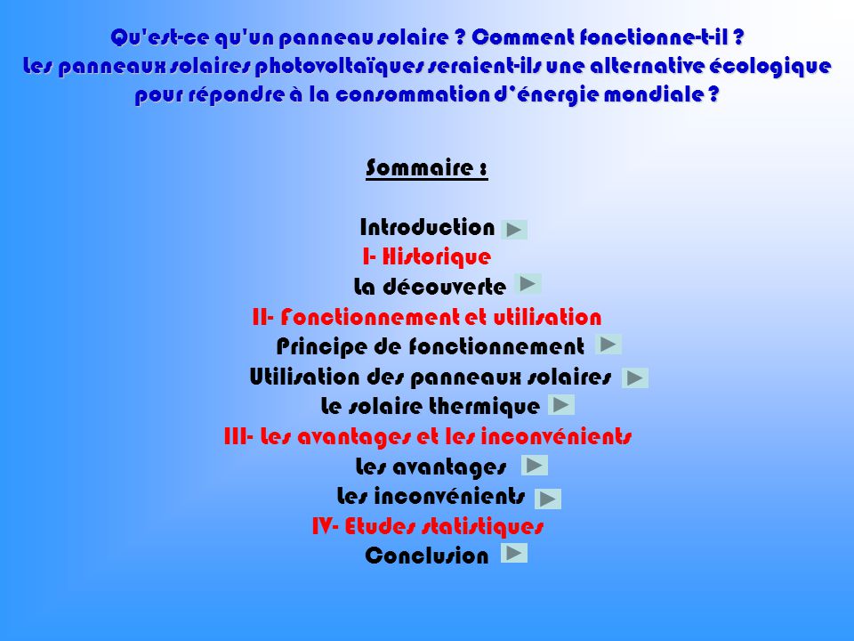 Avantages et inconvénients panneau solaire photovoltaique