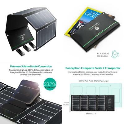 Chargeur panneau solaire 24w 3 ports usb de ravpower