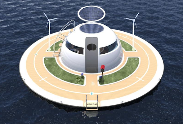 Panneau solaire maison flottante