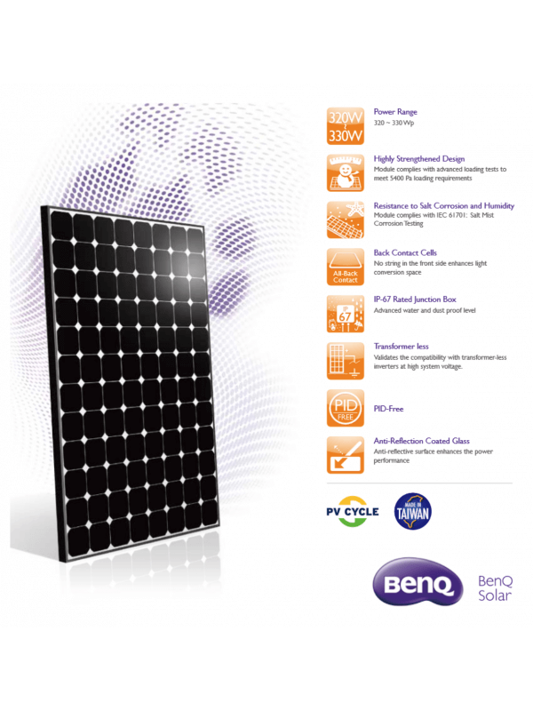 Panneau solaire 330w 24v mono sunforte pm096b00 benq solar