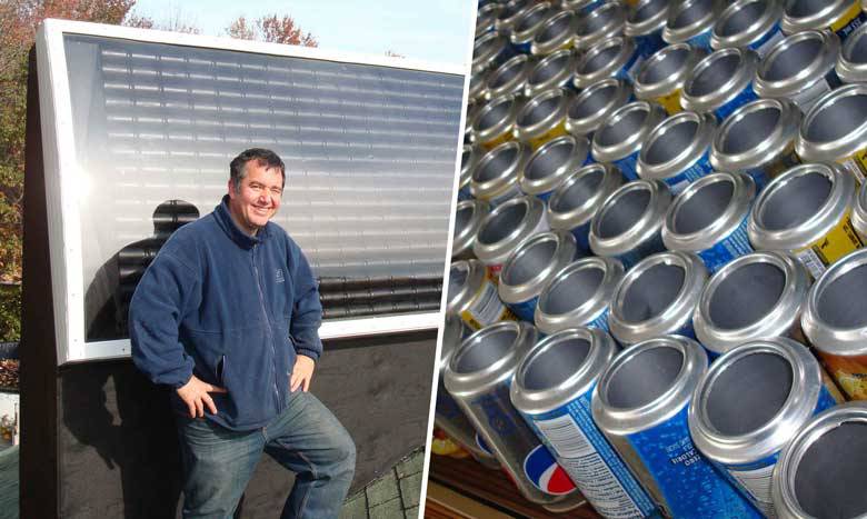 Panneau solaire avec canettes