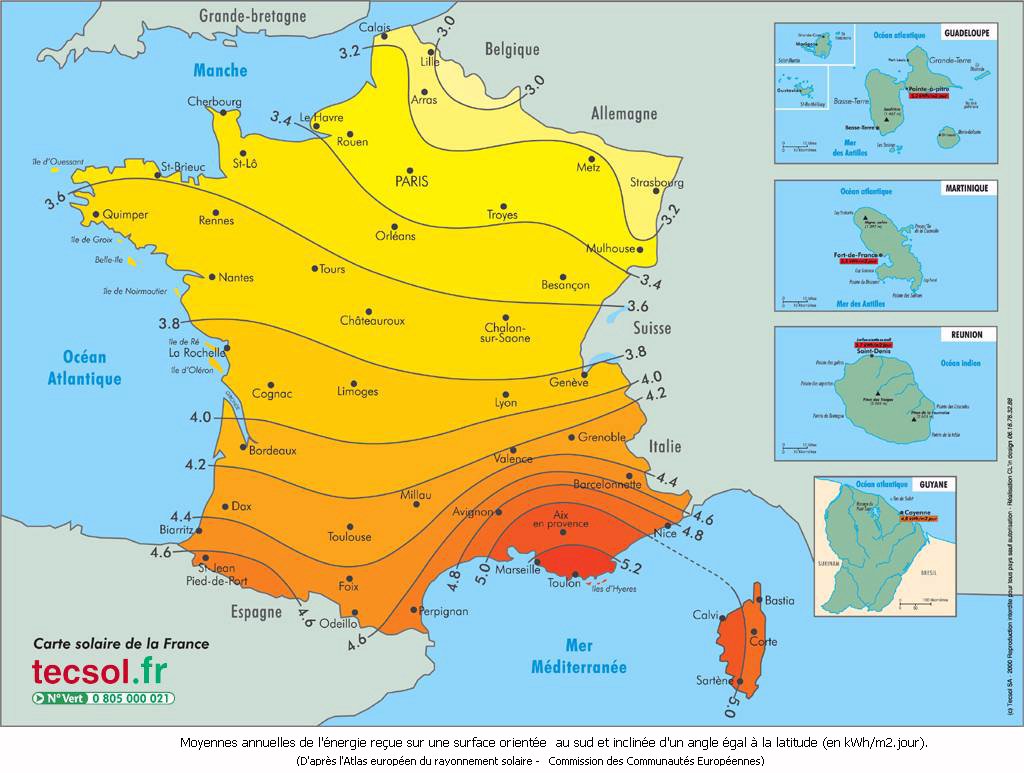 Taux d'ensoleillement panneau solaire
