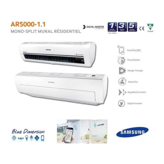 Pompe à chaleur air/air unité extérieure ar5000 samsung 3500w