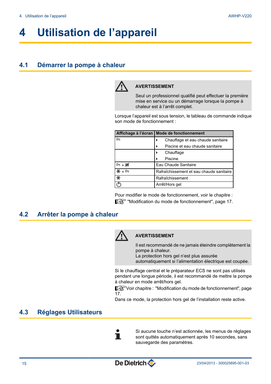 Notice d'utilisation pompe à chaleur