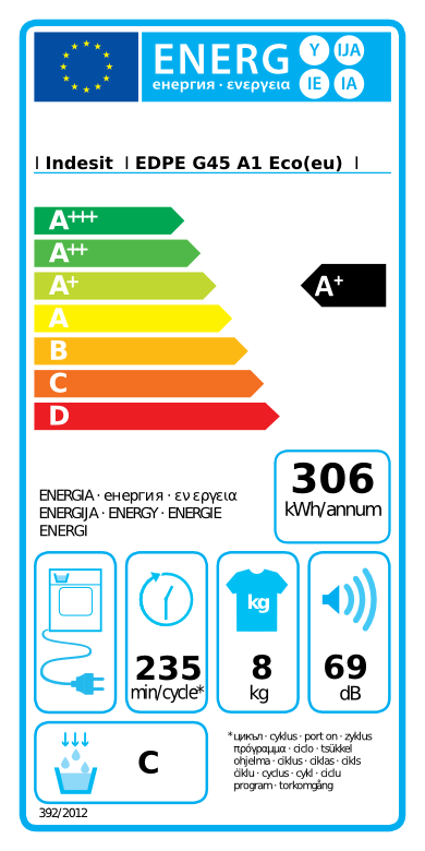 Sèche linge pompe à chaleur indesit edpe g45 a1 eco