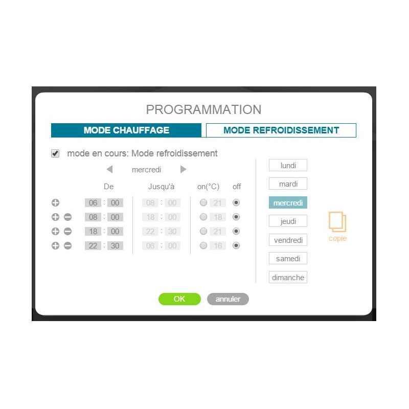 Programmation pompe a chaleur air air