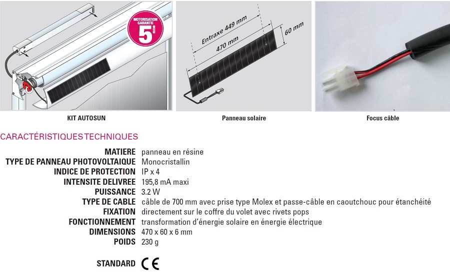 Volet roulant sur panneau solaire