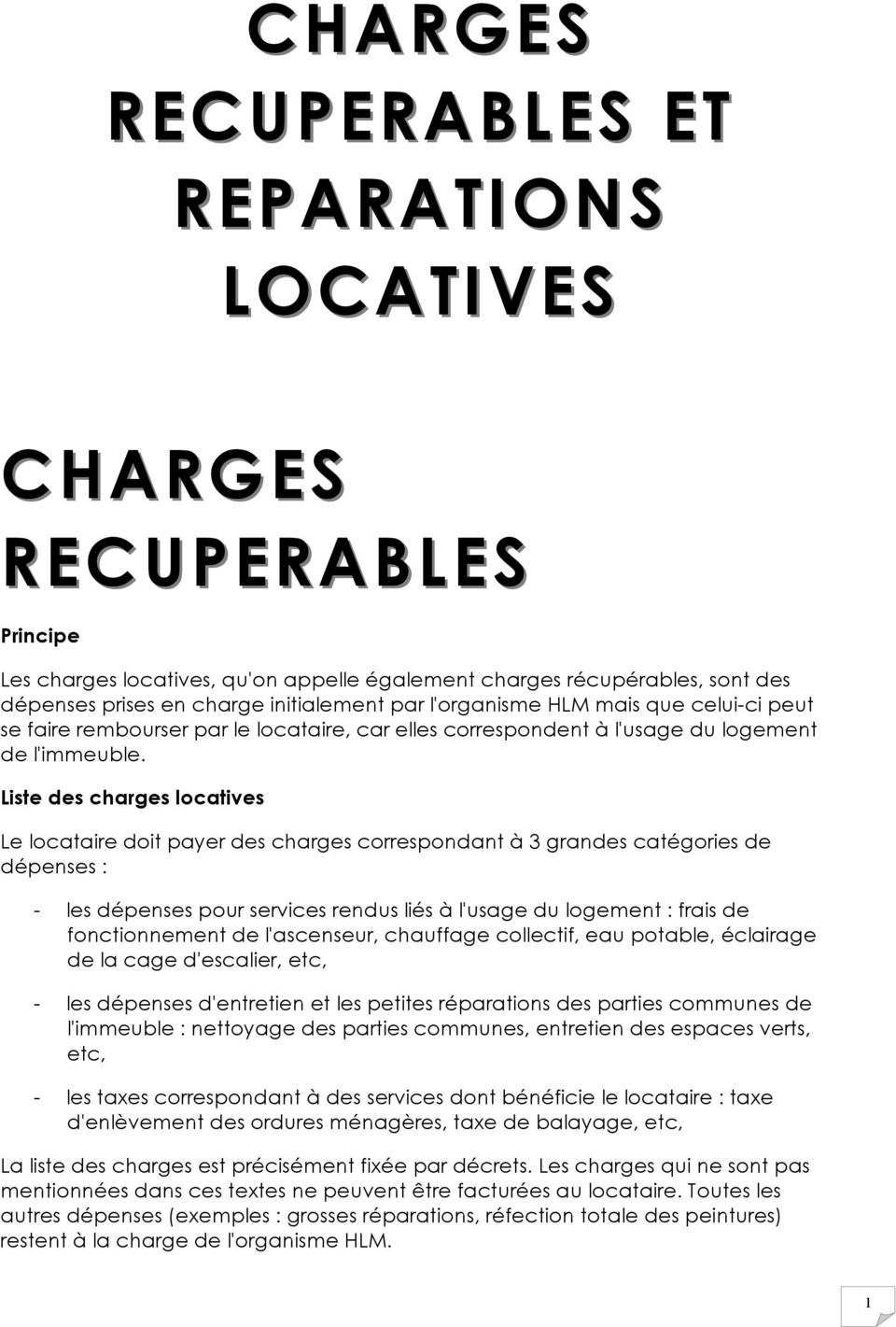 Charges locatives entretien pompe à chaleur