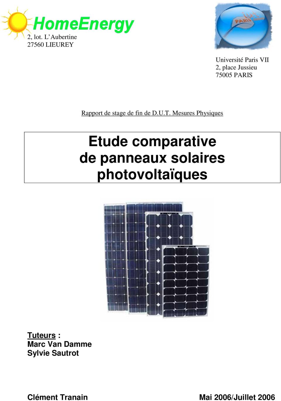 Stage panneau solaire