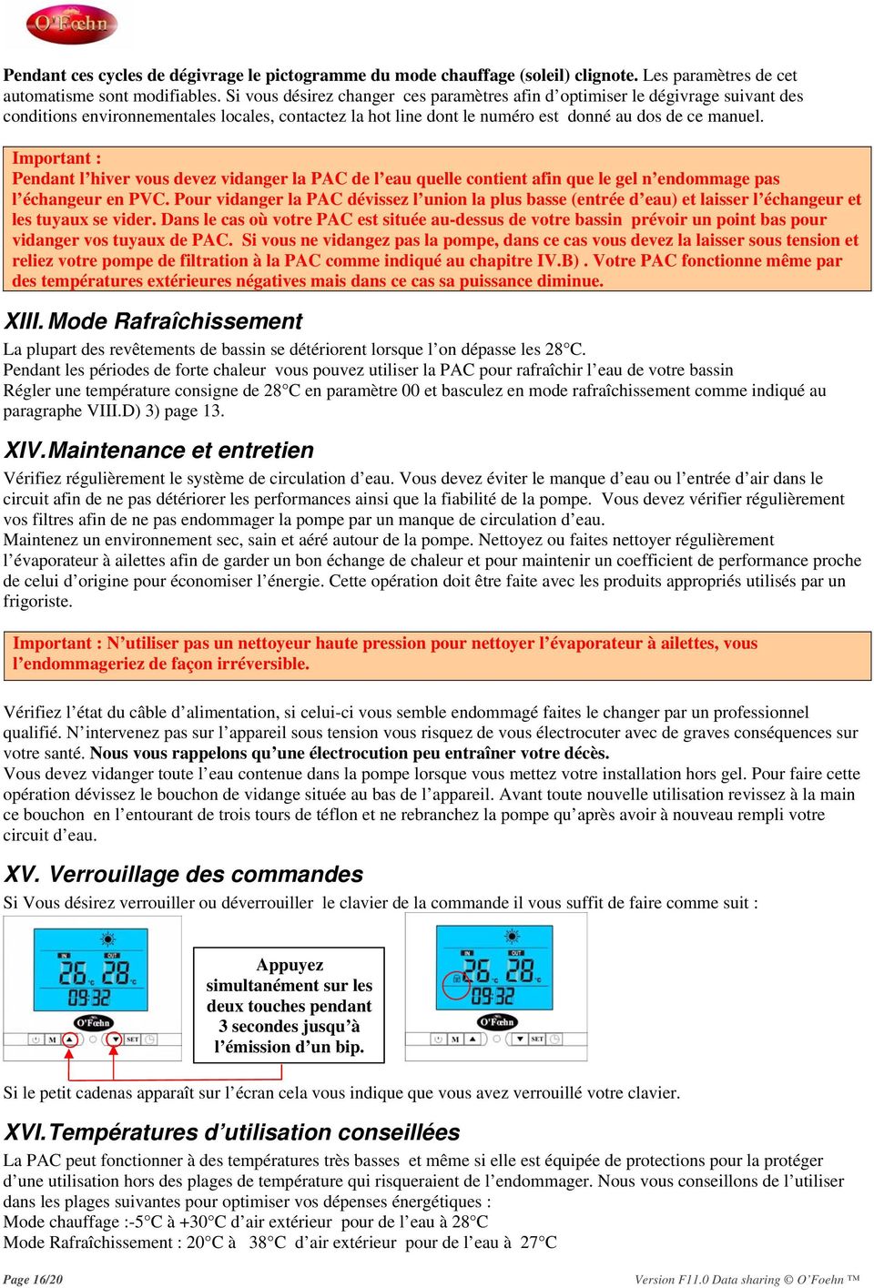 Pompe a chaleur o'foehn extra notice