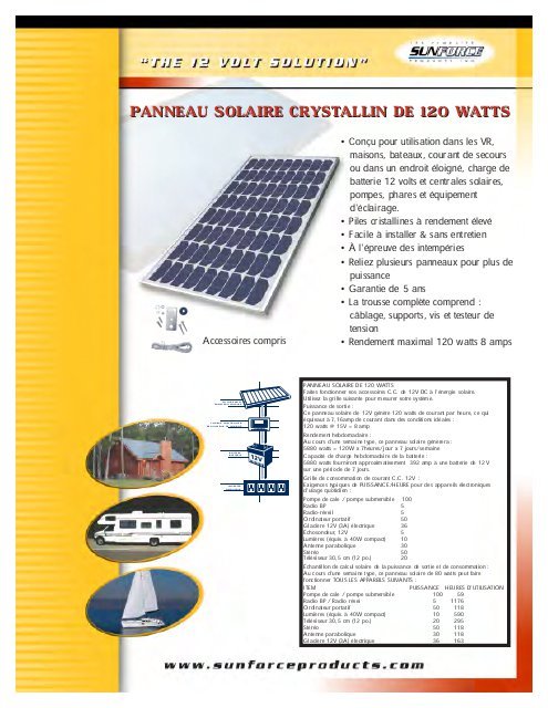 Panneau solaire 12 volts 120 watts
