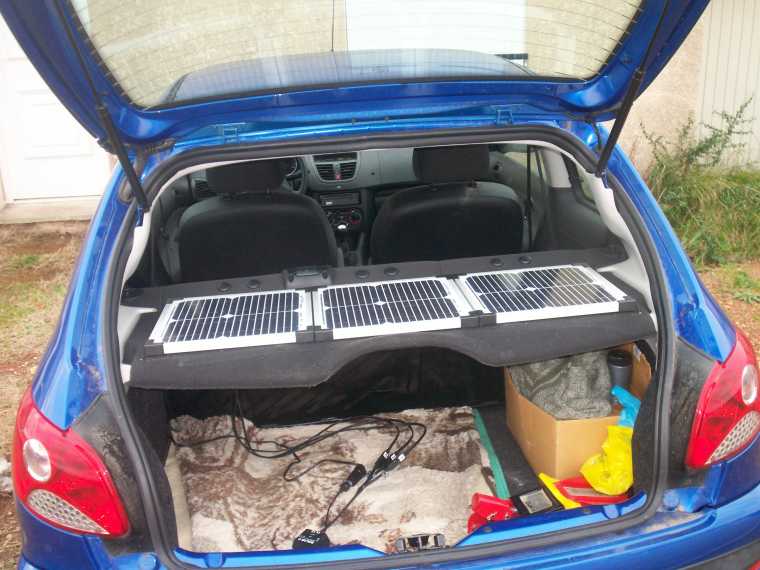 Panneau solaire sur une voiture