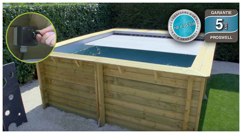 Piscine bois hexagonale 1 m avec pompe à chaleur