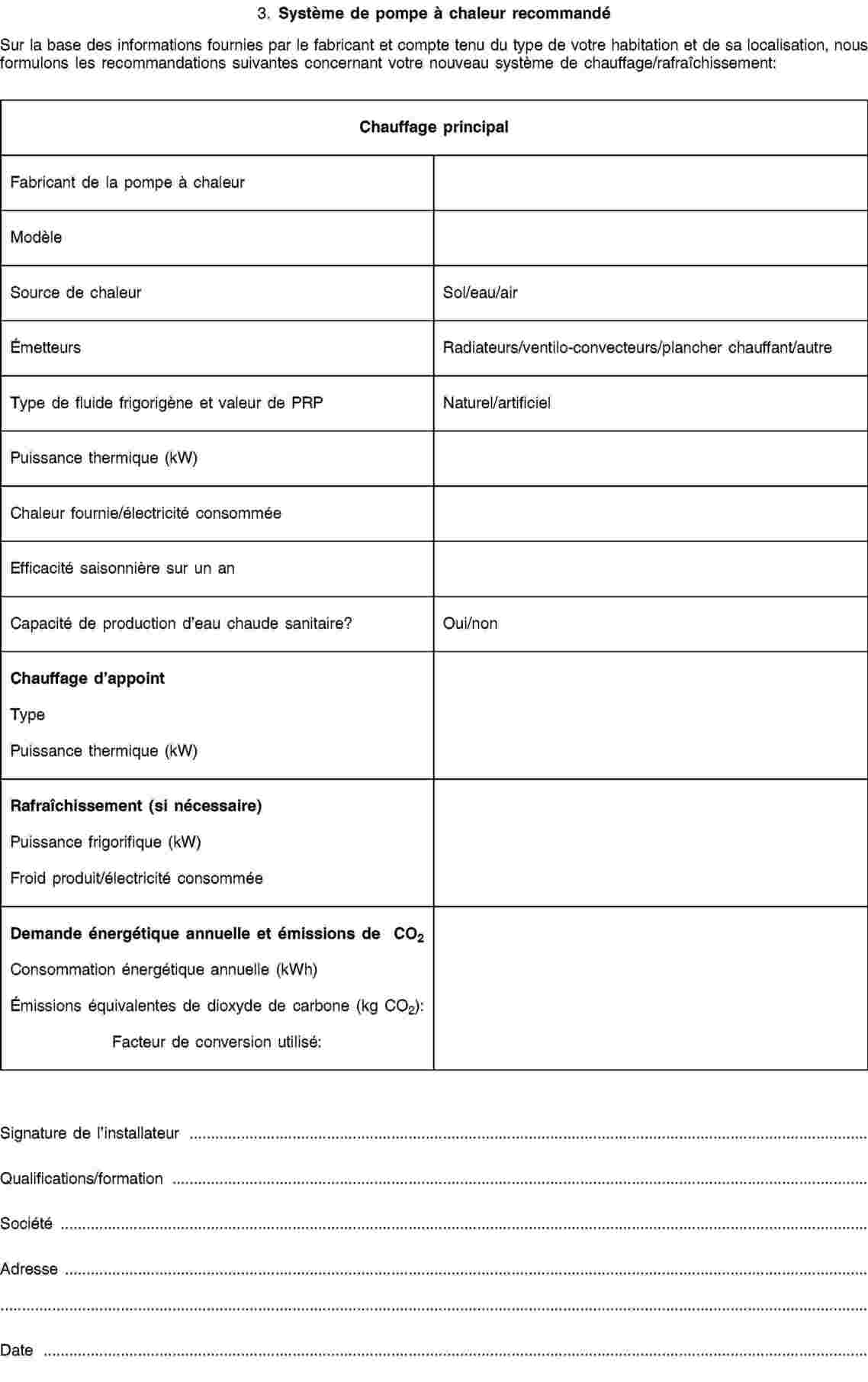 Certificat de conformité pompe à chaleur